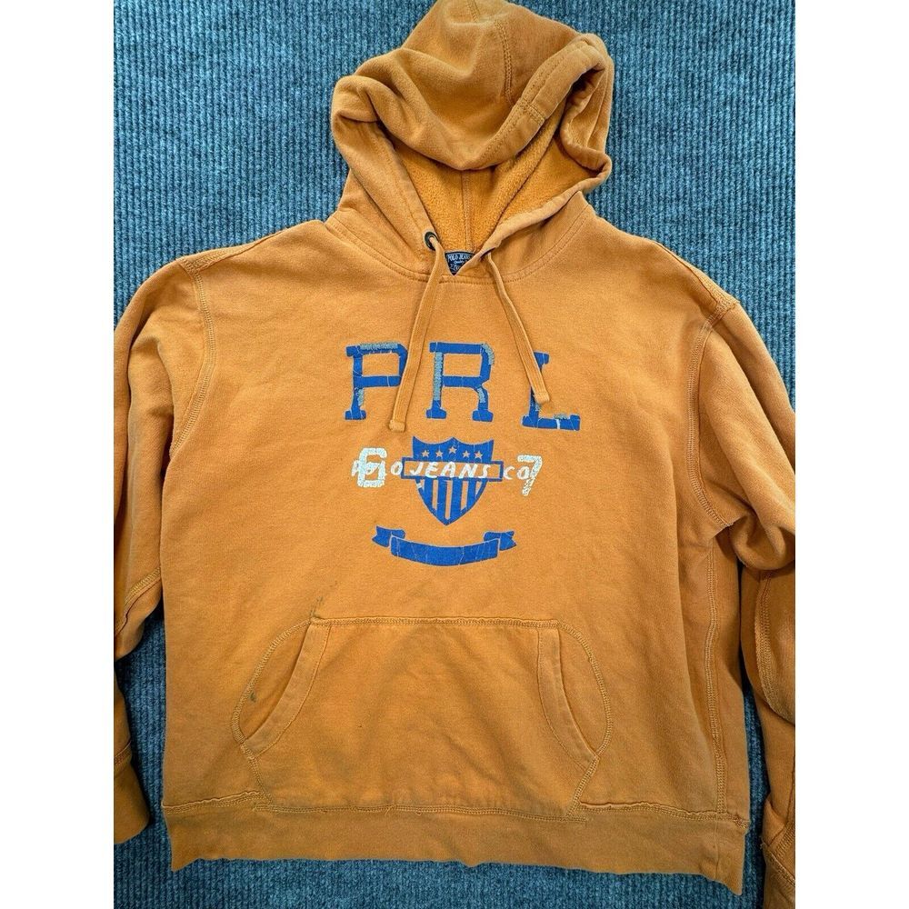 Polo Jeans Company Sweater Men's Large Orange PRL Logo Casual‎ Hoodie Pullover